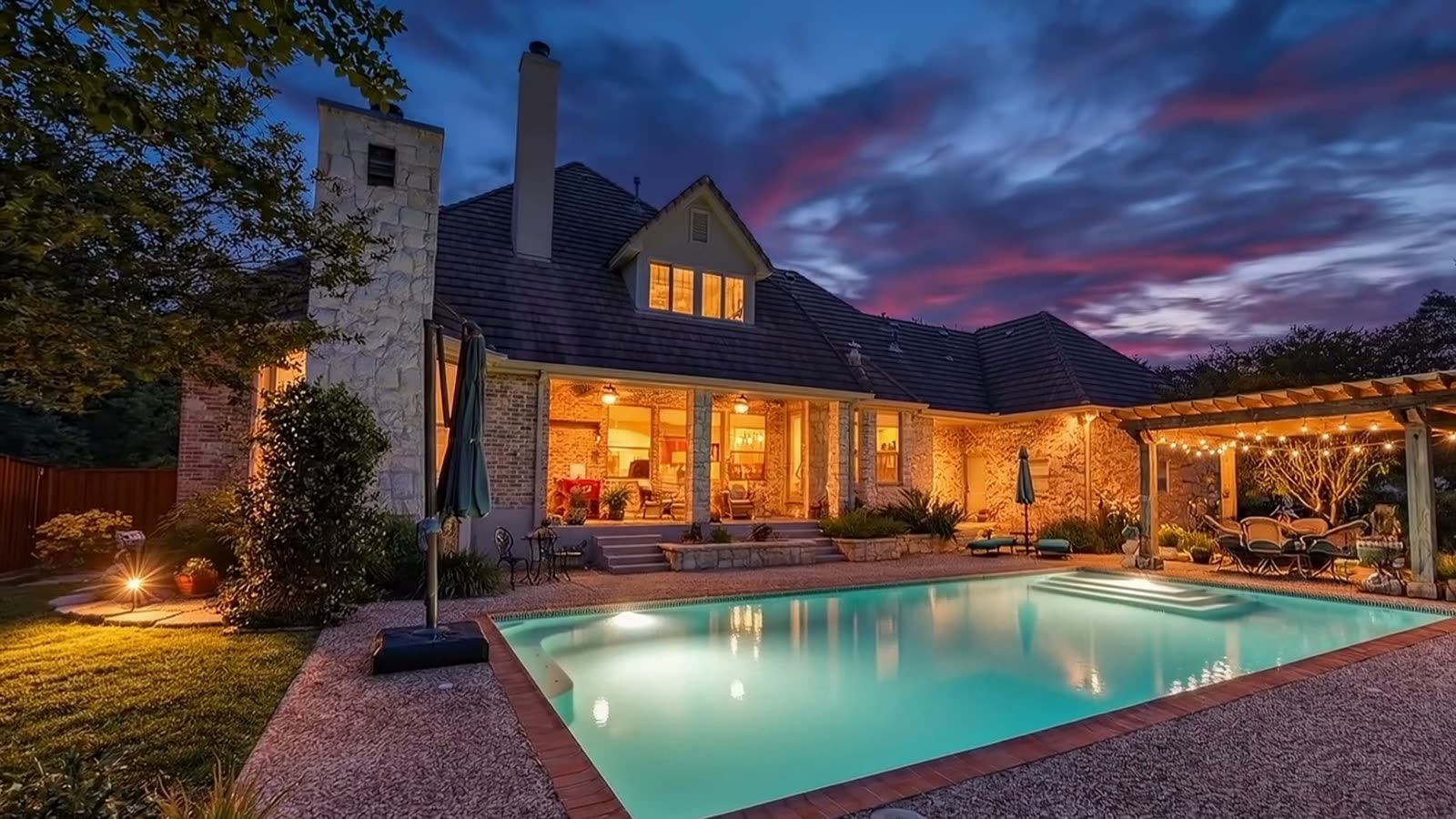 Luxury Texas home at sunset